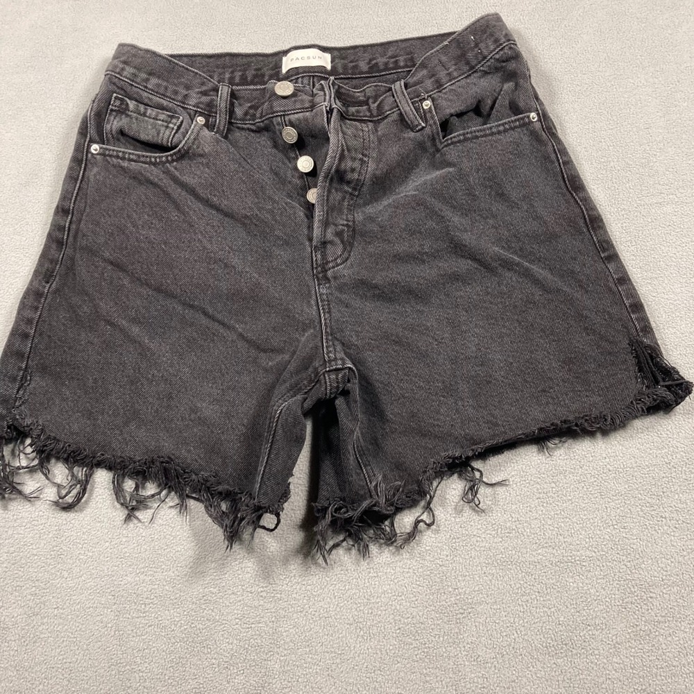 PacSun Women's Shorts Size 26 Black High Rise Relaxed Faded Frayed Hem